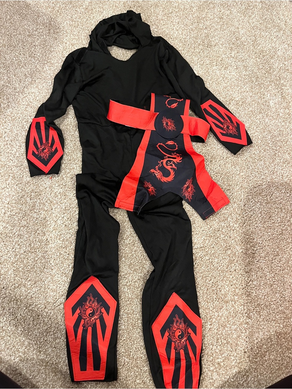 Halloween Kids Black and Red Dragon Ninja Costume